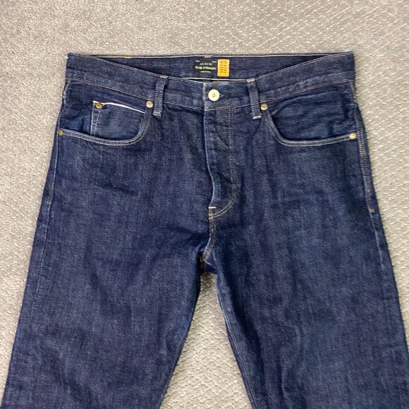 J. CREW Slim Straight Selvedge Jeans Men's 32 x 32 Fits 34 x 32 Blue Cotton - Picture 3 of 16